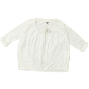 Talbots Women's White Cotton Blend Open Front Cardigan Solid Plus Size 1X NWT